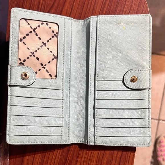 kate spade Mint Green Saffiano Wallet with Gold Logo - Picture 2 of 7